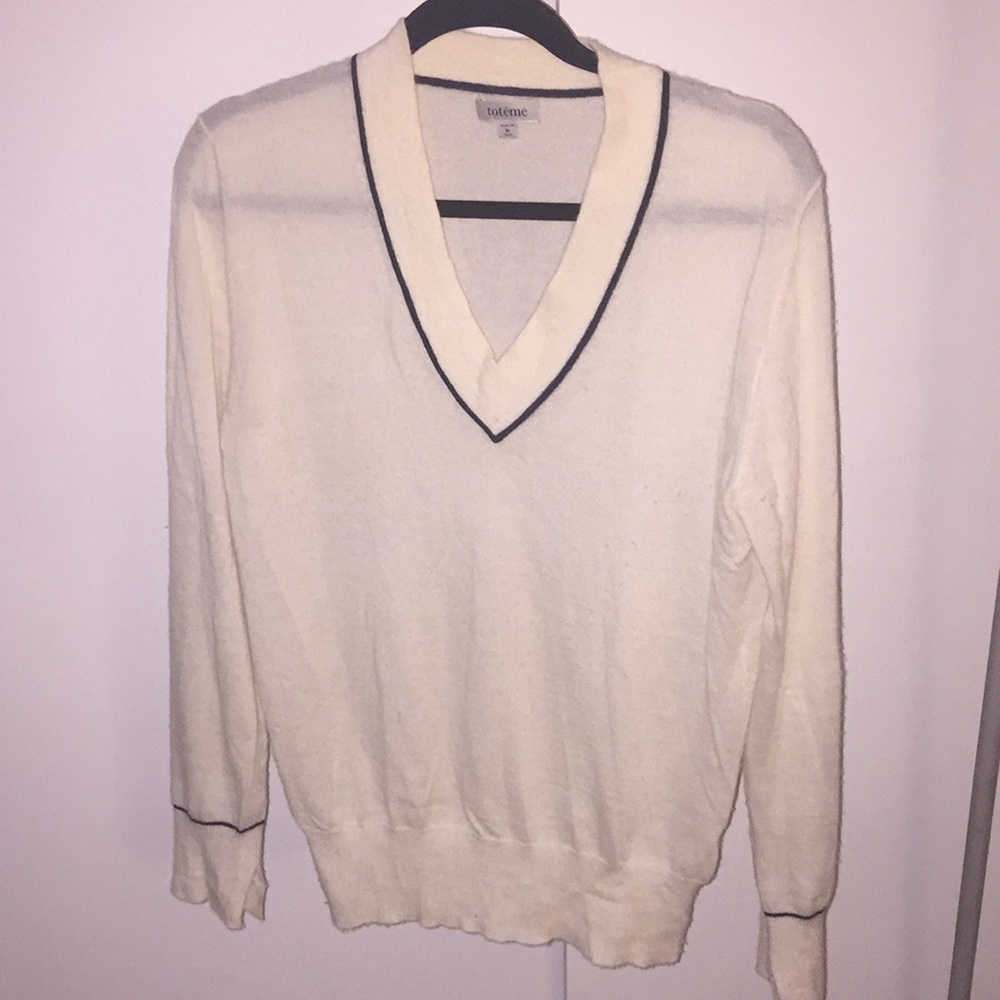 Totême sheer cashmere V neck sweater